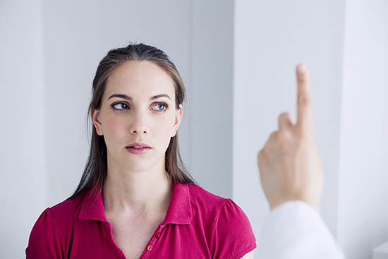 woman during a strabismus test