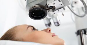 Woman getting an eye operation