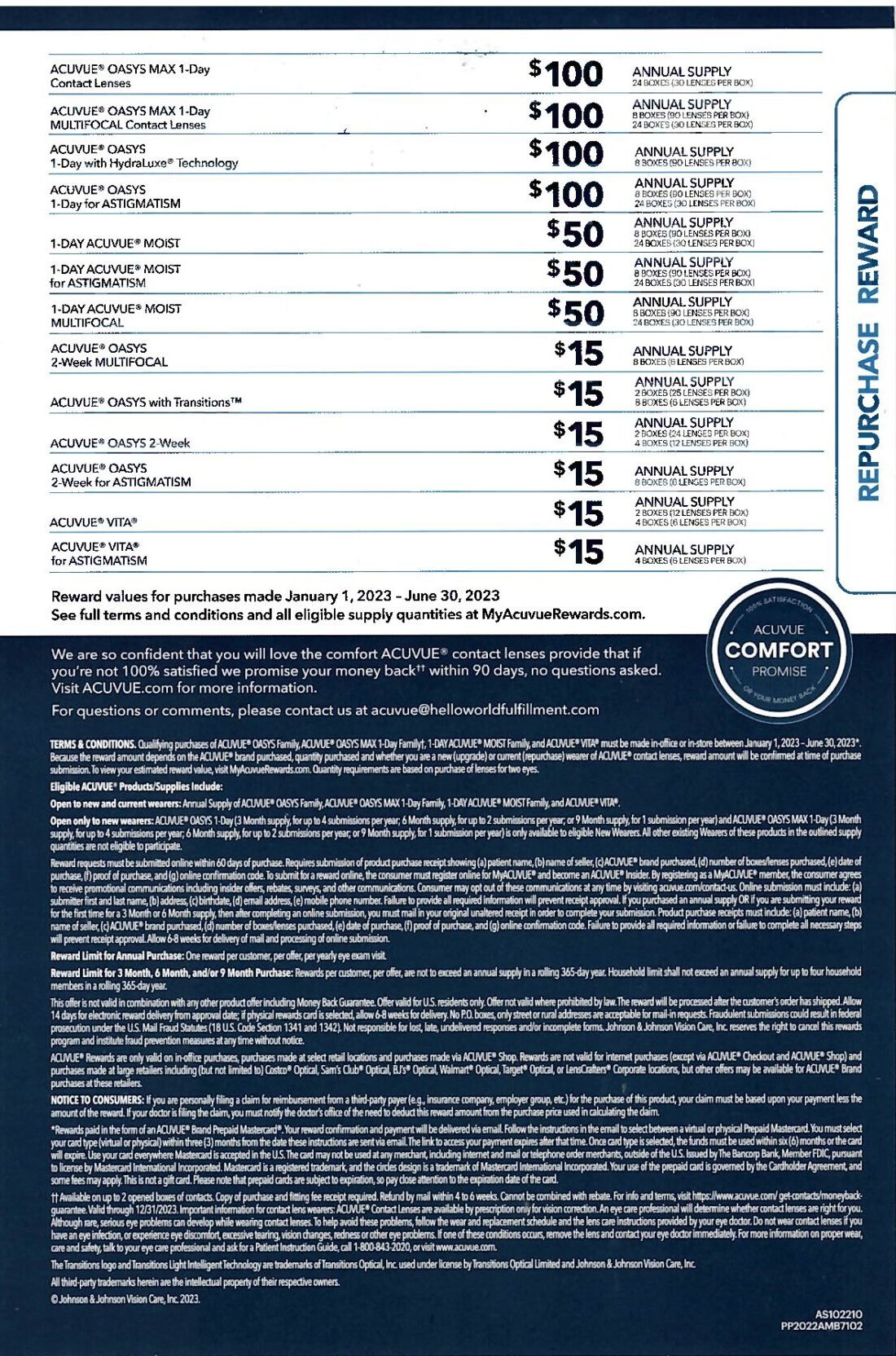 Acuvue existing rebate back