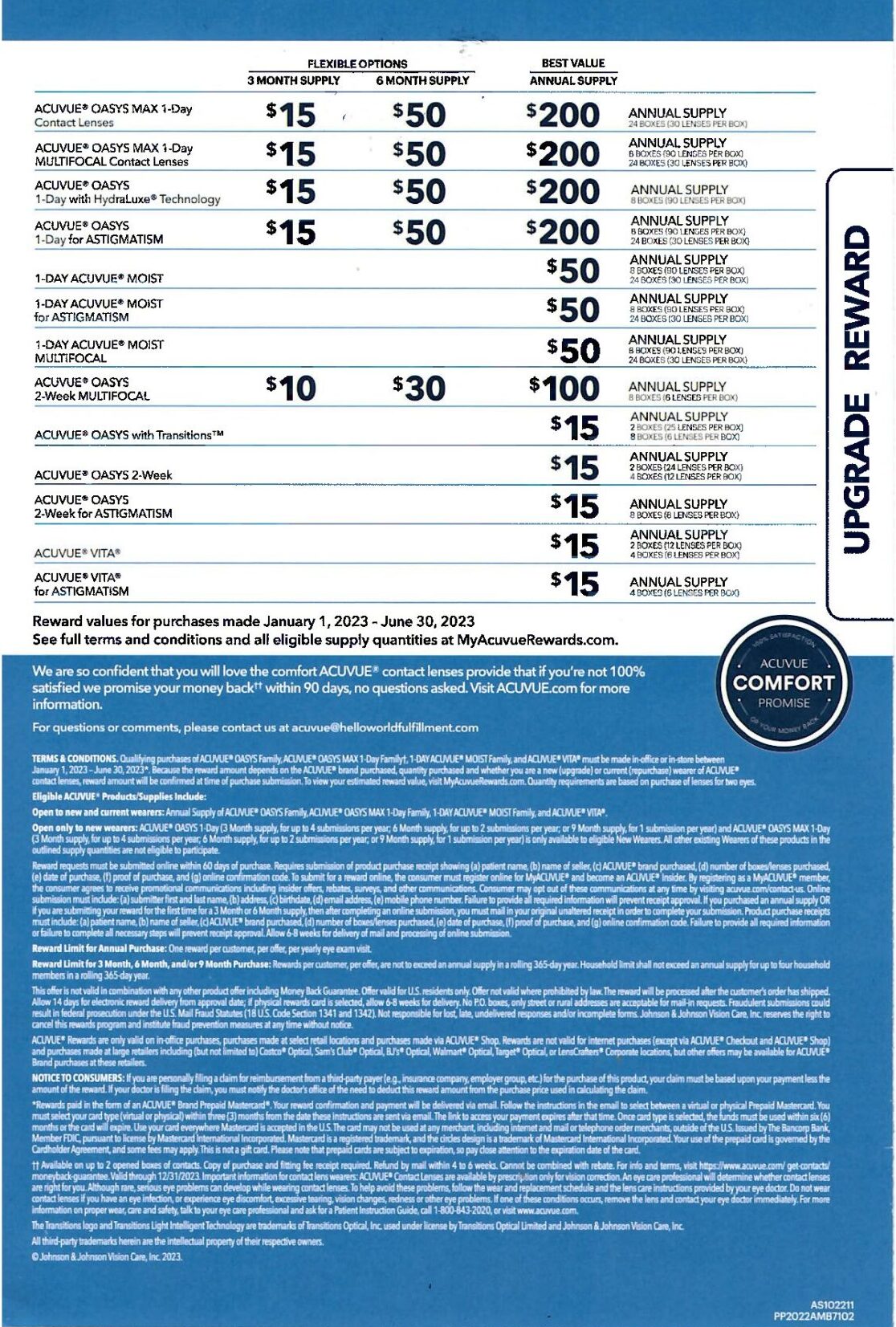 Acuvue new rebate back