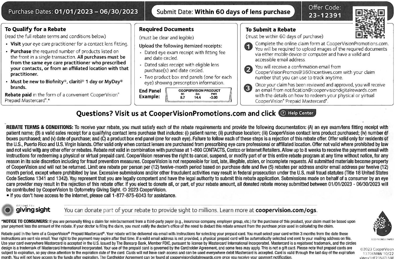 Cooper NEW rebate back