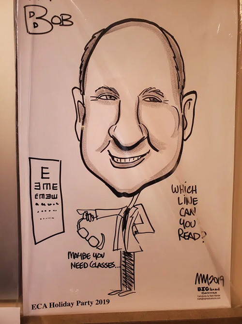 A caricature of Bob Davis.
