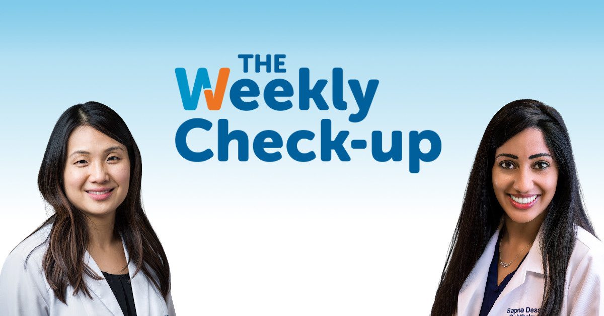 Dr. Wang and Dr. Desai with the The Weekly Check-Up logo