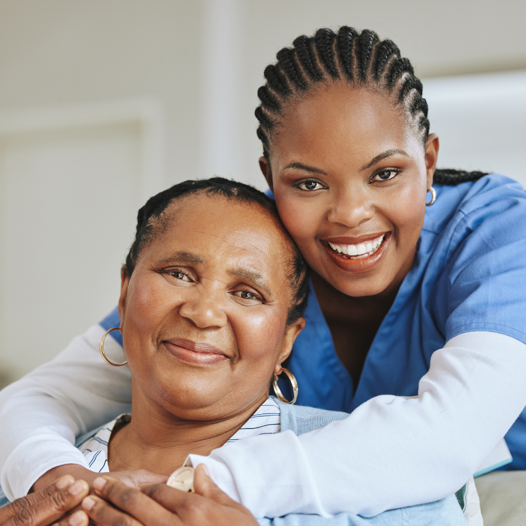 Doctor and patient smiling