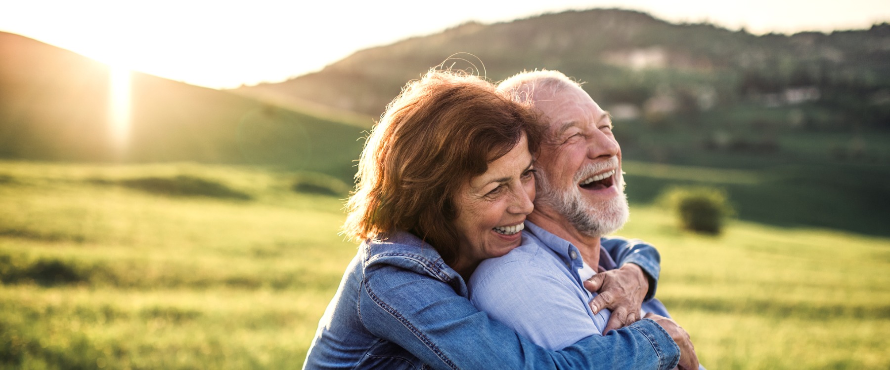 Side view of senior couple