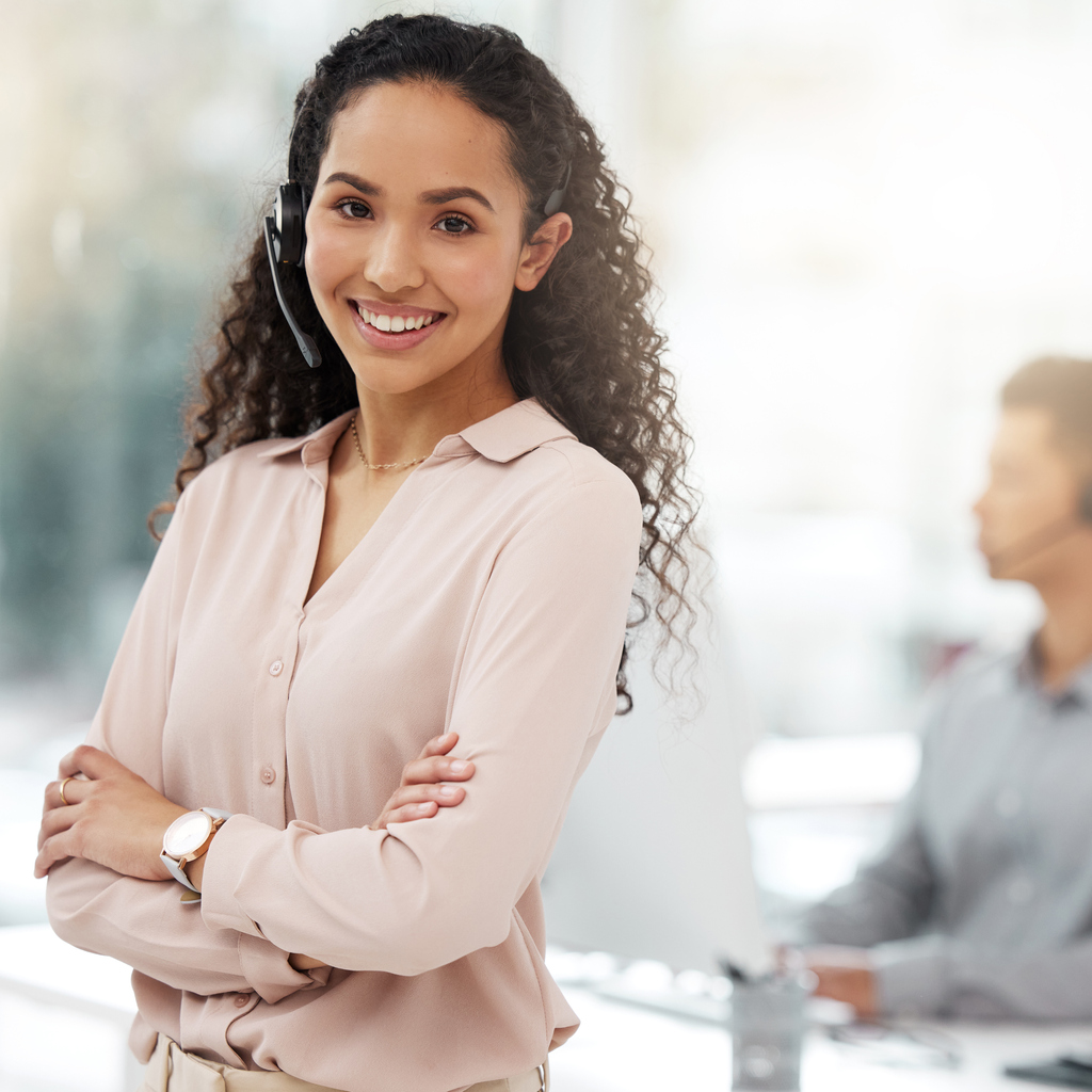 Young callcenter woman smiling