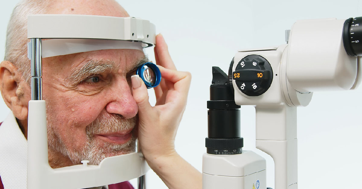 Older man having an eye examination